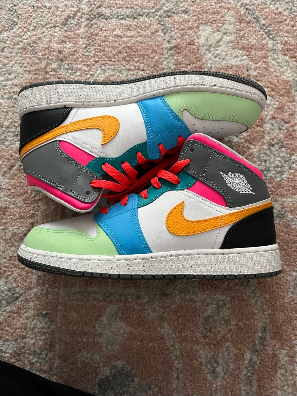 Nike Kids White, Pink, Blue, Green & Yellow High-Top Sneakers